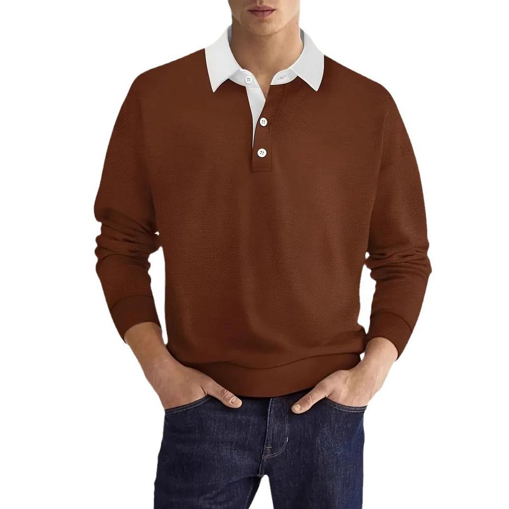 Autumn long-sleeved button-down collar men's casual polo shirt