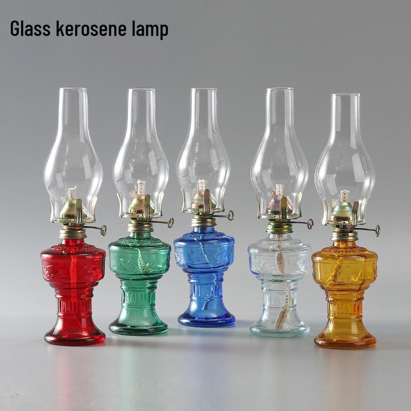 Vintage Glass Kerosene Camping Lantern - Everburning Decorative Atmosphere Lamp.