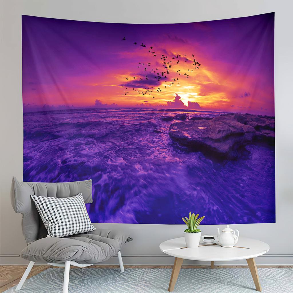 Beach Waves Tapestry Sunset Scenery Tapestry Minimalist Art Tapestry Home Living Room Dorm Bedroom Aesthetics Decor Tapestries