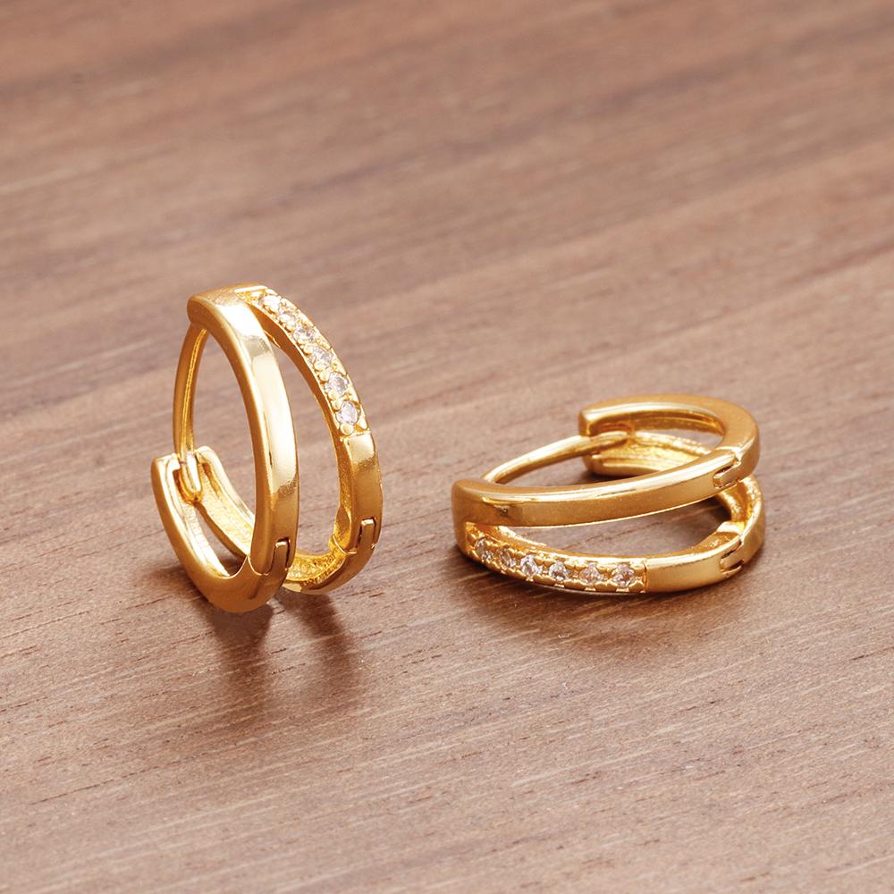 

Europe Double Layered Zircon Hoop Earrings For Women Stainless Steel Personality Punk Piercing Earring Wedding Jewelry Gifts