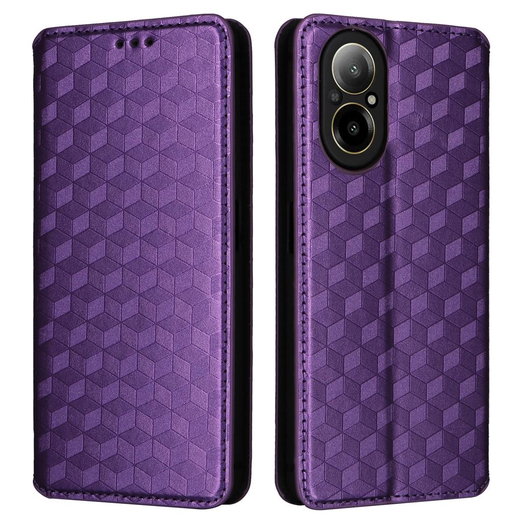For Realme C67 4G/12 Lite 4G PU Leather Case Flip Wallet Rhombus Imprinted Magnetic Folio Cover
