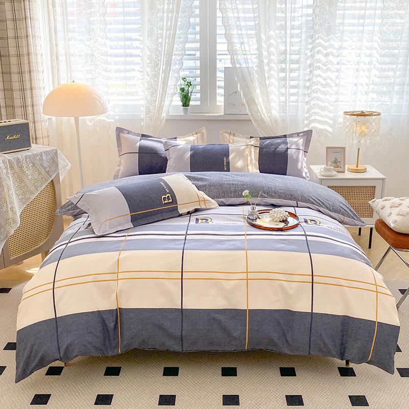 Skin-friendly Cotton Plant Cashmere Thickened Sanded Four-piece Bedding Set Dormitory Three-piece Set Bed Sheet Quilt Cover