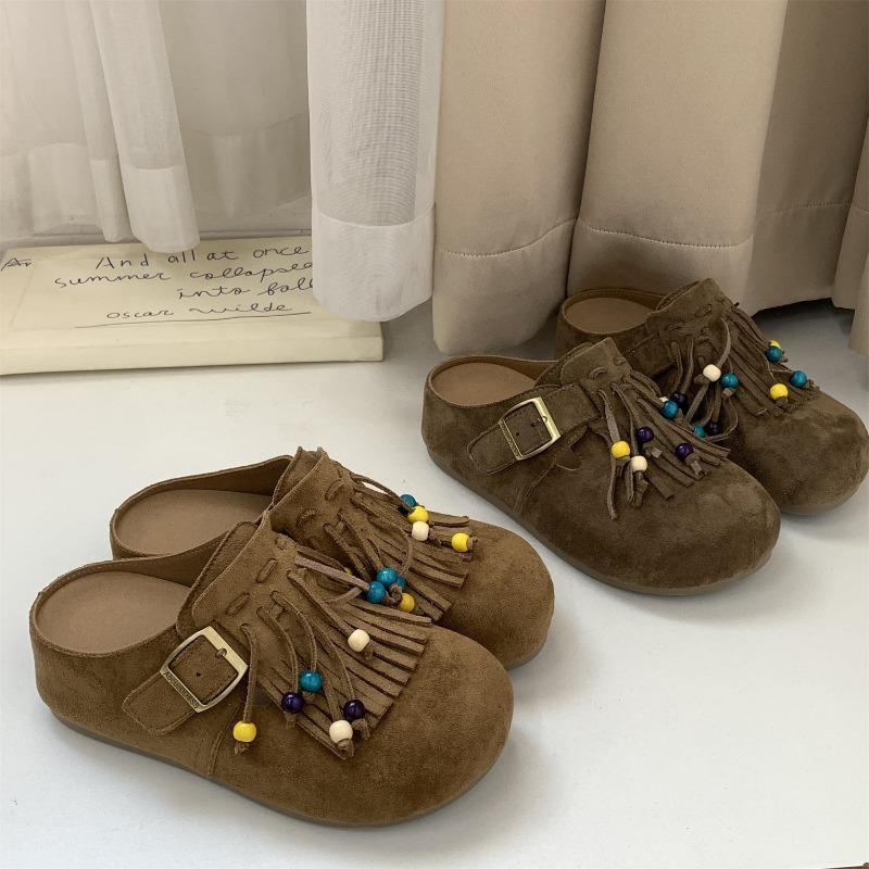 New Products Are On Sale In Autumn, New Thick-bottomed Tassel Lazy People Pedal Casual Half Slippers 5909