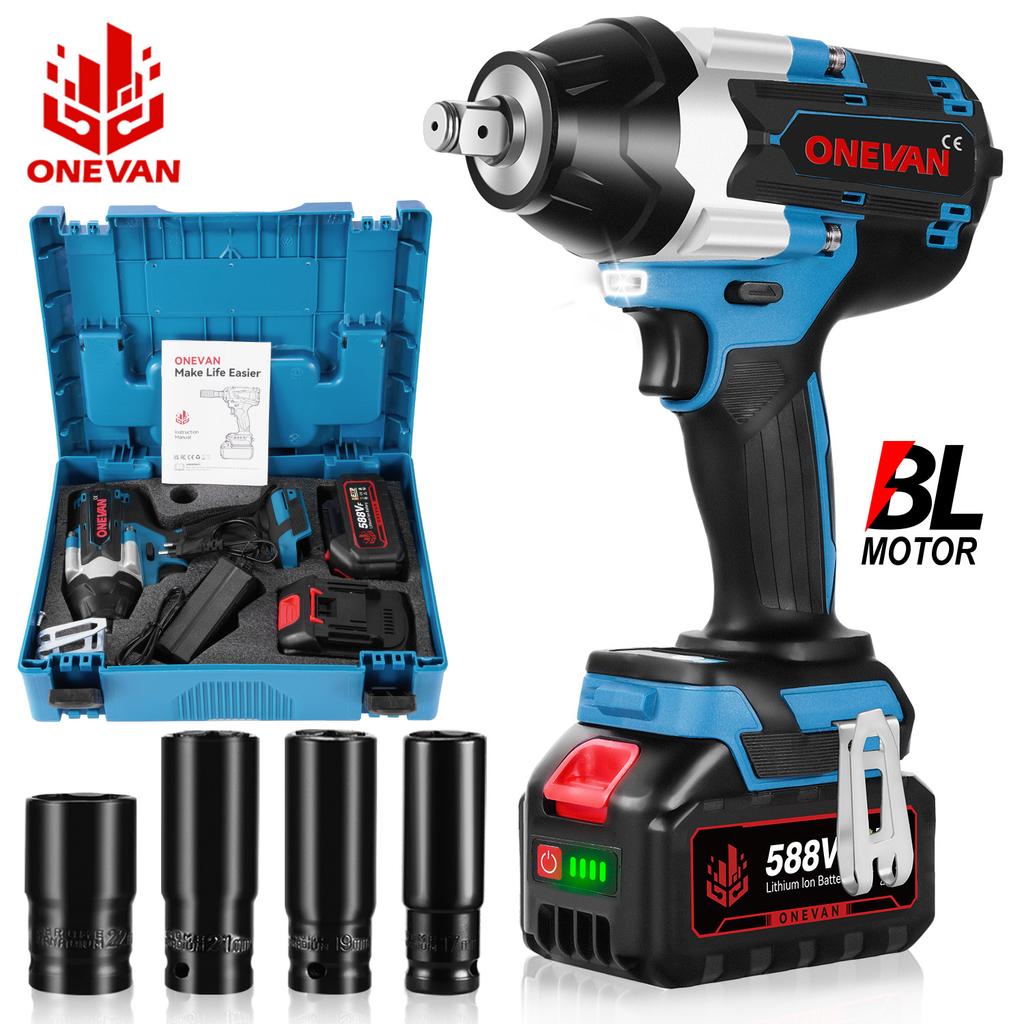 ONEVAN Torque Brushless Electric Impact Wrench 1/2 inch Screwdriver Cordless Wrench Power Tools For Makita 18V Battery