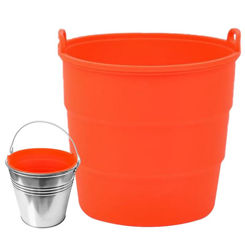 Silicone Bucket Liner Orange Silicone Grease Bucket Inserts For Camping Grill BBQ Bucket Drip Liners Professional Reusable China Mainland