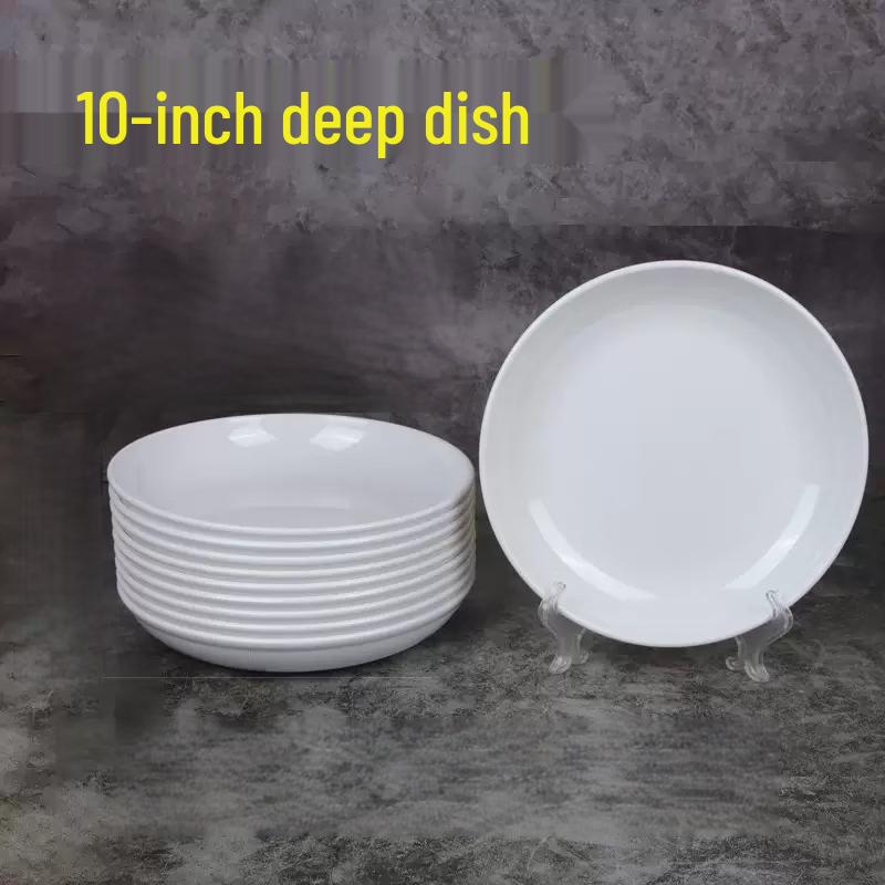 Jie Xiang Jia Commercial Melamine 10-inch Deep Round Plates