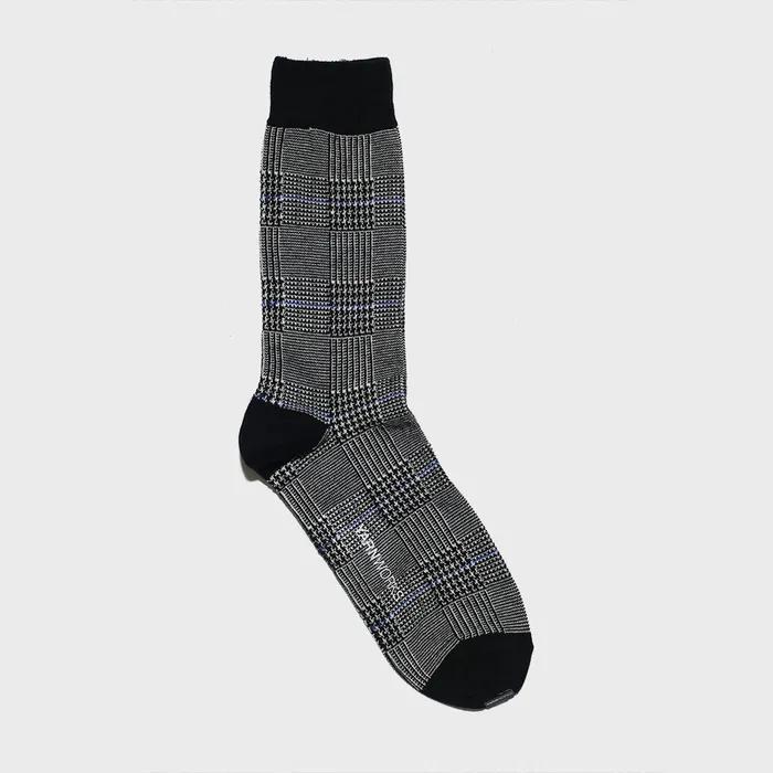 work#glen check / Glen check socks [blue line]