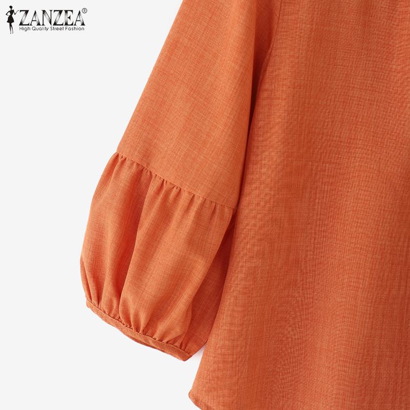 ZANZEA Chemisier ample à imprimé décontracté à col rond et manches 3/4 pour femmes