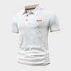 Casual Wafelpique Polo met Korte Mouwen en Letterprint voor Heren