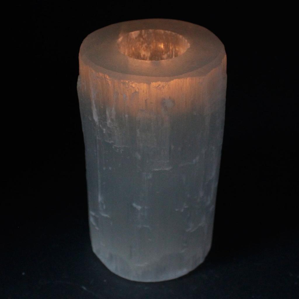 Selenite Candle Holder Cylinder 15 cm