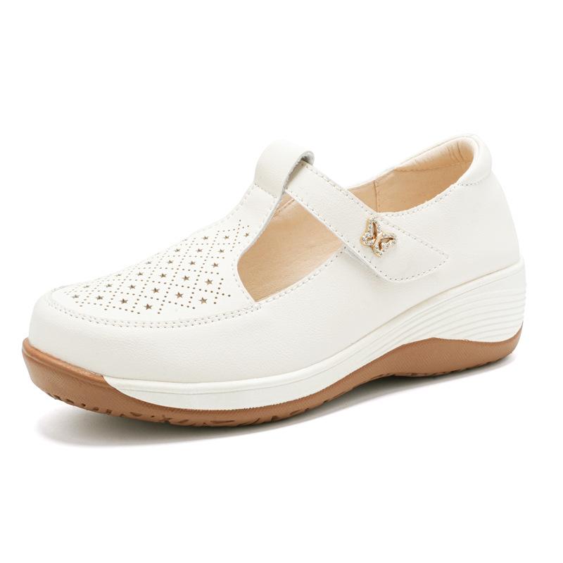 

Slope heel little white shoes women s 2025 new summer hollow soft-soled sandals non-slip thick-soled spring and autumn casual board shoes women 35