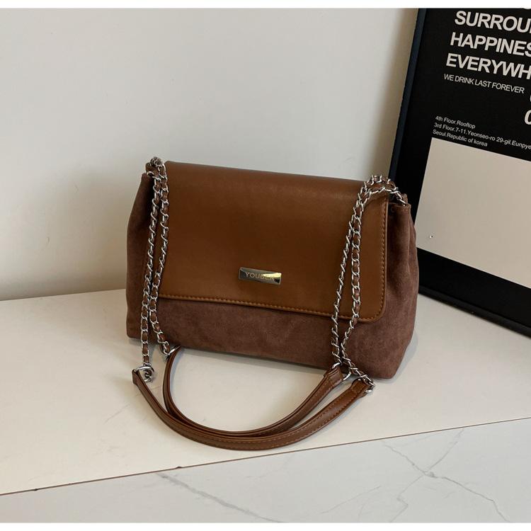 

Сумка большой вместимости женская универсальная 2025 новая ретро цепочка на плечо сумка-мессенджер модная текстура сумка-тоут для поездок на работу темно-коричневого