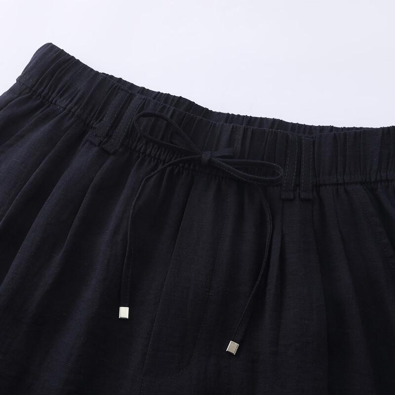 La Chapelle Women's Linen Blend High-Waisted Wide-Leg Pants