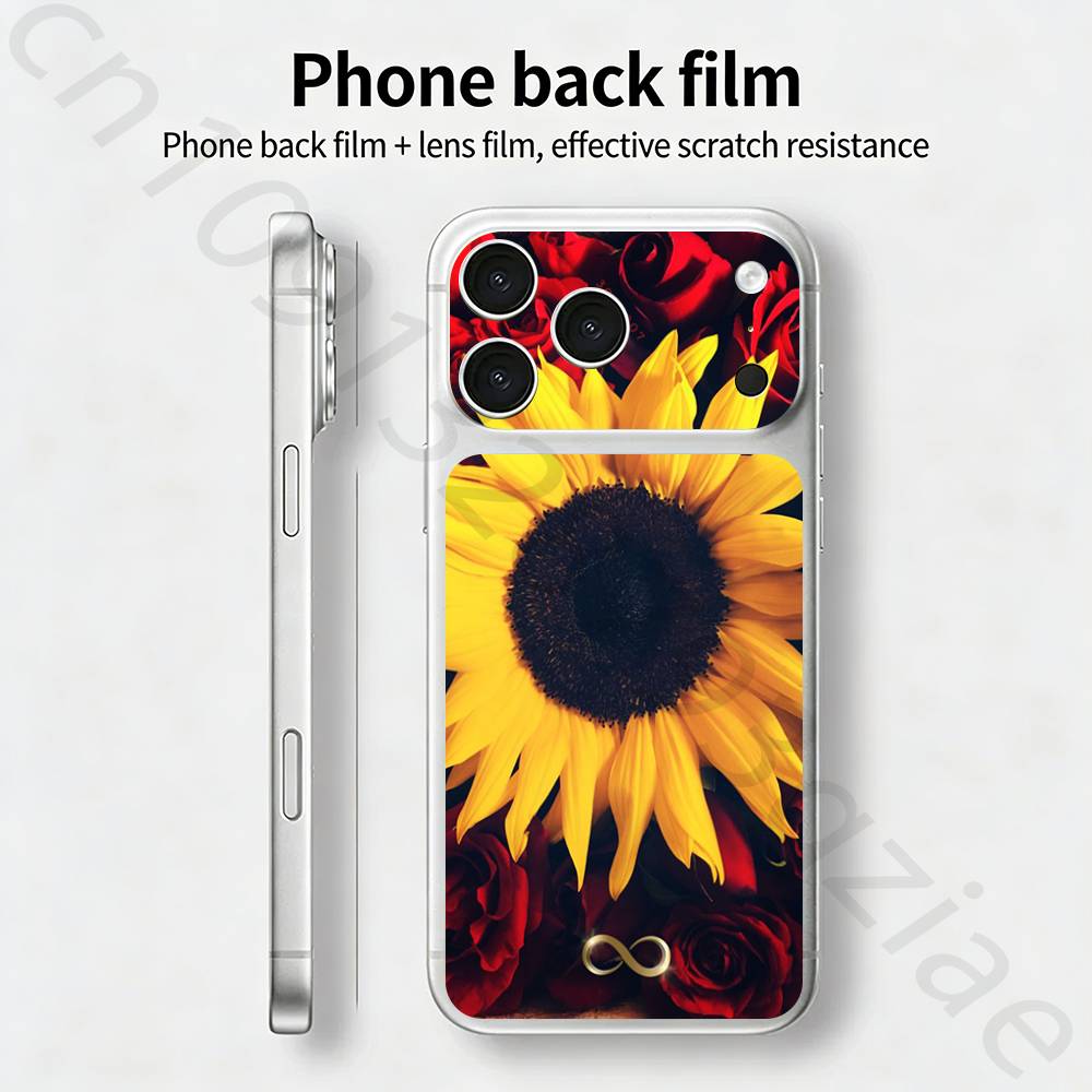 

Rose And Sunflower For iPhone 17 pro Max /17 pro Full Cover Decal Skin Wrap 3D Colorful Rear Protective Sticker Film iPhone17pro