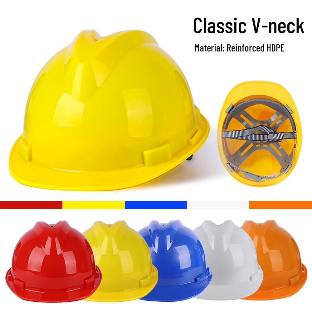 V-Shaped Fiberglass Safety Helmet - Anti-Smash, Thickened, Breathable, White