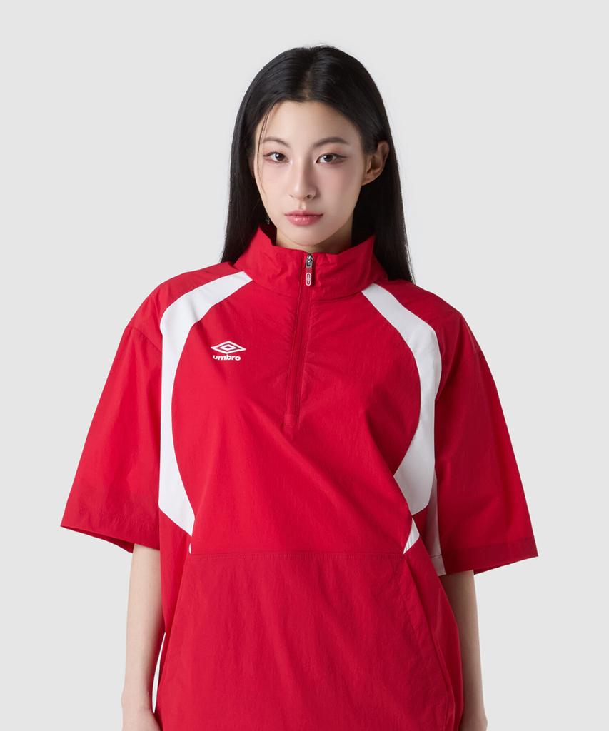 Umbro Double-Cut Short Sleeve Stand Neck Anorak Red (Uq221Swt54) (B Type)