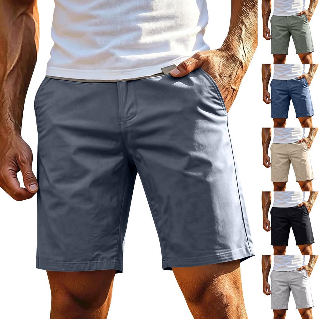 Herren Vintage Cargo-Shorts Baumwolle Mittellang Gerade Beine Lässig 5 Zoll Schrittlänge Sommer-Shorts