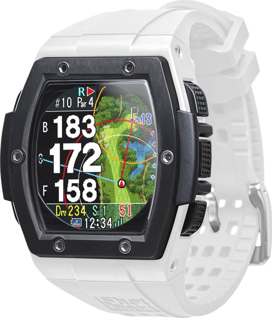 Shot Navi Crest X GPS Golf Navigation Golf Elevation Fairway Green Compatible with Overseas Courses (White Black) System, Rangefinder,