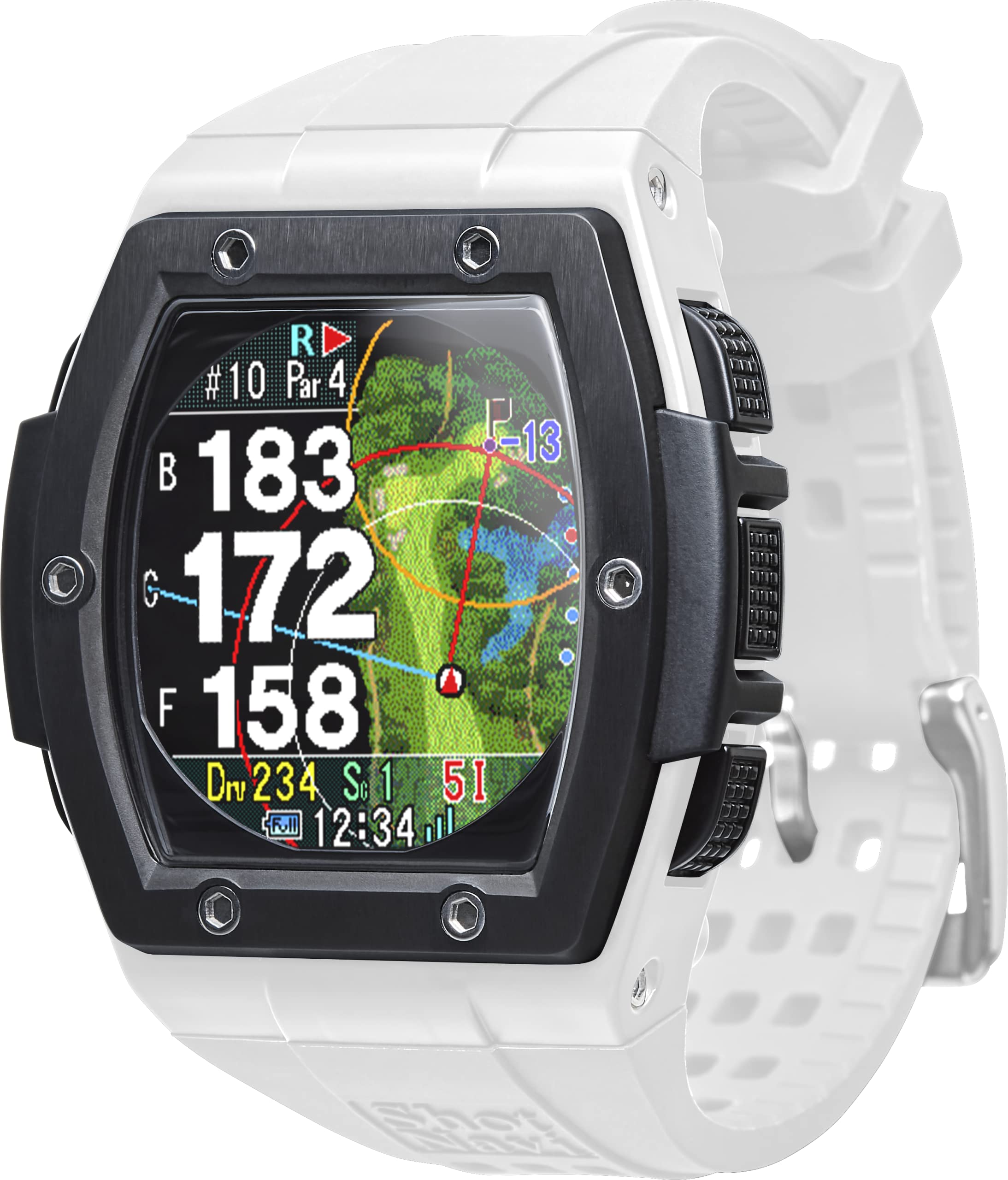 

Shot Navi Crest x GPS Golf Navigation Golf Elevation Fairway Green Compatible with Overseas Courses (White Black) System, Rangefinder,