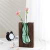 AEE4-Wooden House Glass Vase Water Raised Flower Living Room Dining Table Dry Flower Arrangement Container Ornament