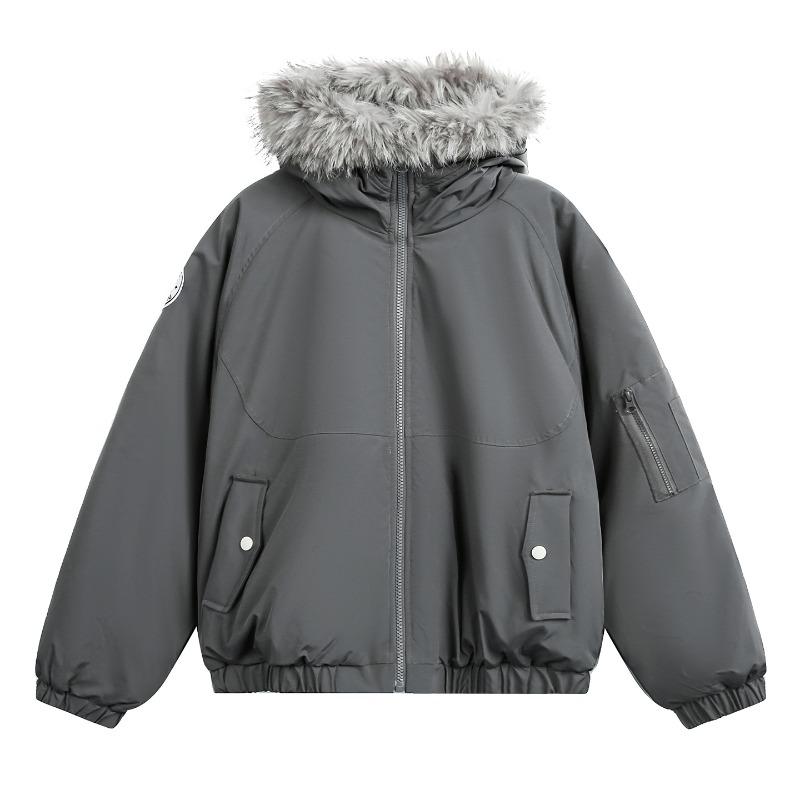 Men's Winter Hooded Parka Jacket Detachable Artificial Fur Collar Windproof Warm Bomber Outerwear