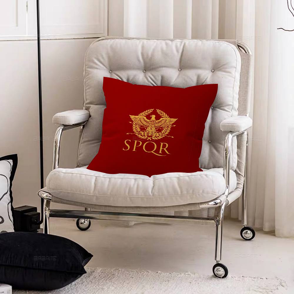 Roman S-SPQRS Pillow Covers Cartoon Sofa Decorative Home Double-sided Printing Short Plush Cute Cushion Cover