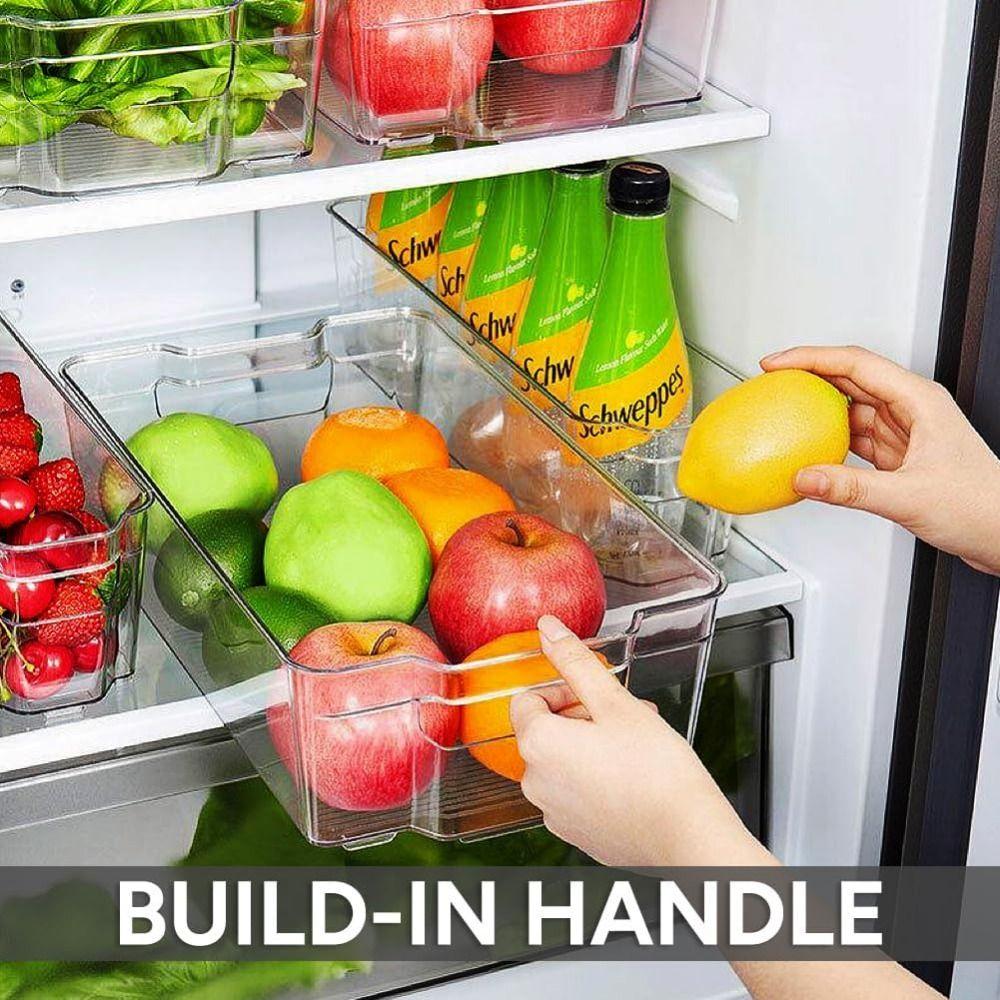 Handle Refrigerator Organizer Bins Transparent Cosmetic Storage Box  Home Furnishings