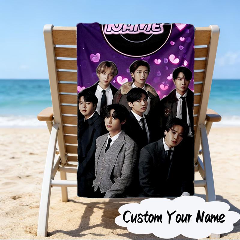 Custom Name K-pop Stars Formal Attire Microfiber Beach Towel Super Soft & Absorbent for Bath, Beach, Travel  Bath Time Accessory, Fan Gifts