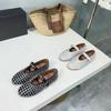 Retro Full Diamond Mary Jane Single Shoes Women's New Shallow Mouth One-word Buckle Ballet Shoes Round Head Flat Shoes