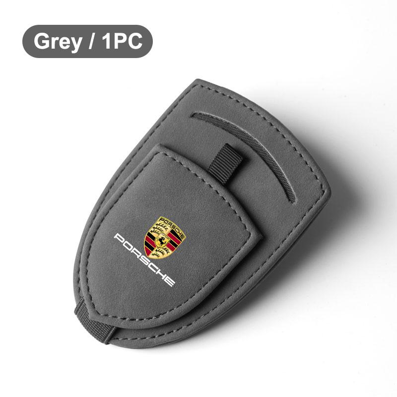 KSRQ6 Car Sun Visor Glasses Clip Card Storage Holder For Porsche Panamera Cayenne Taycan Boxster 911 Carrera-GT 928 944 918-Spyder 718