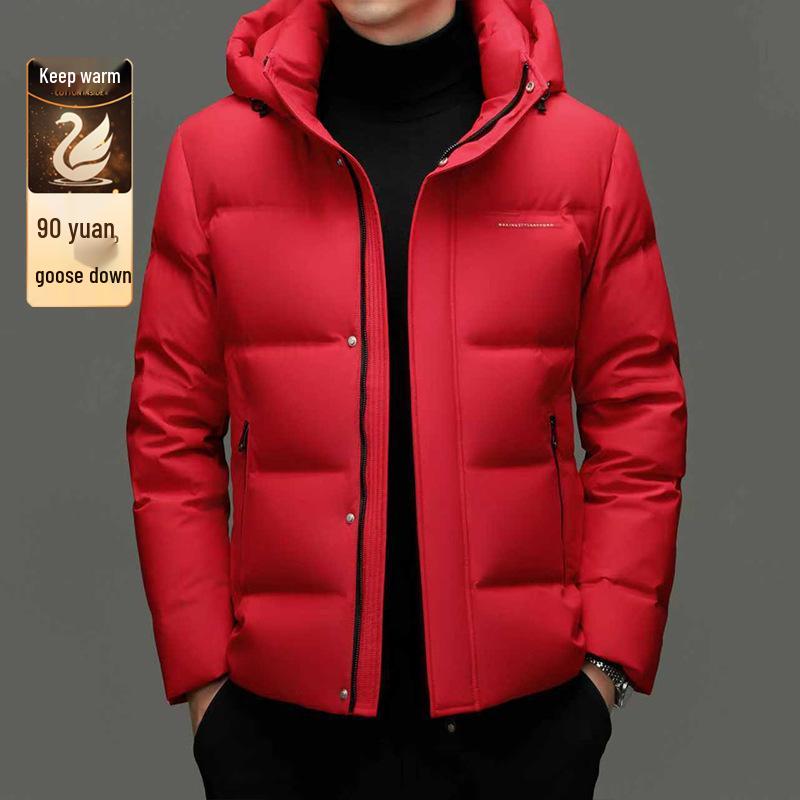 

Men s Fashionable Hooded Goose Down Jacket - 90% Down, Thick, Warm, and Casual for Winter M (95-120 jin)