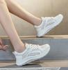 Fashion 4.5CM Summer Woven Mesh Shoes Women Thick Sole Lace-Up Lightweight Breathable Genuine Leather Casual Sneakers 2025 Women Shoes