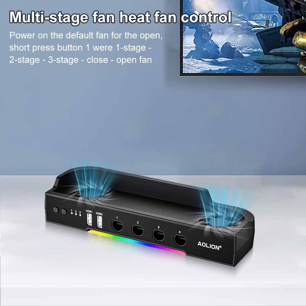 RGB Cooling Fan for Switch 2 Host Heat Dissipation Base Wall Hanging Bracket 3 Gears Wind Speed Rapid Cooling NGC/HUB Expansion