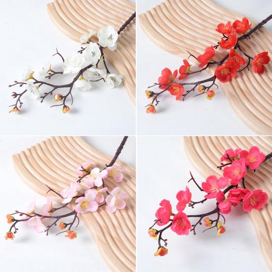 Artificial Plum Blossom Flowers Faux Cherry Blossom Branches Fake Long Stems Flower for Vase Floral Arrangement Home Wedding Table Decor