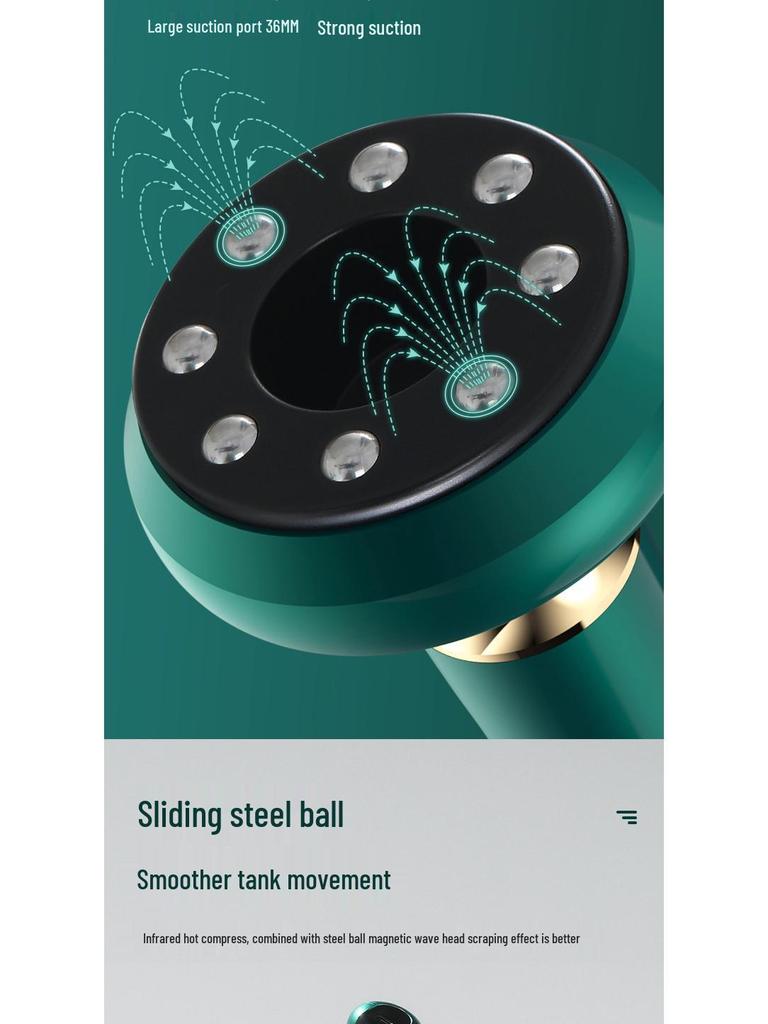 Smart Electric Guasha Cupping Device with Negative Pressure, Large Suction, and Bianstone Hot Compress