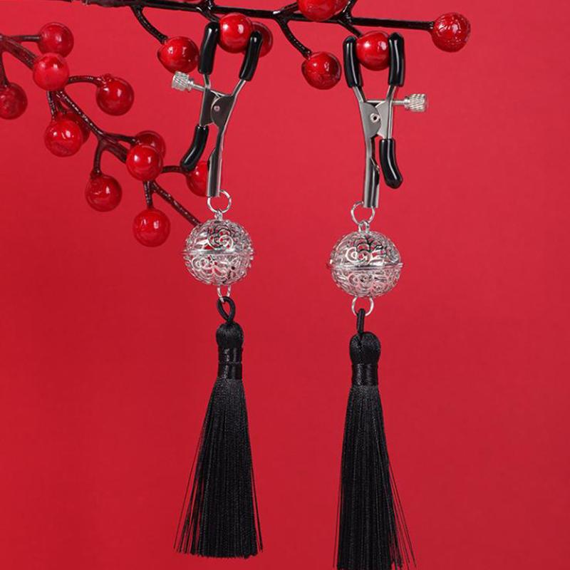 1 Pair Metal Bells Nipple Clamps With Tassel For Women Flirting Teasing Exotic Intimate Body Jewelry Pleasure Accessory