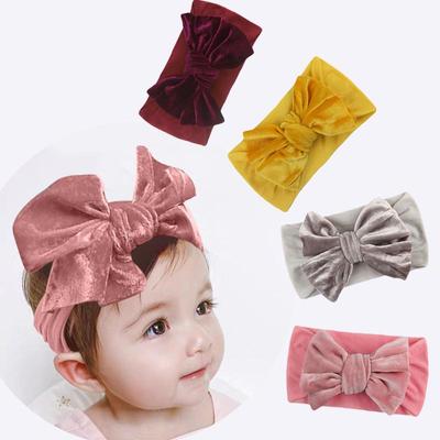 Fascia per capelli per bambina con fiocchi grandi, turbante, tinta unita, fascia elastica per neonato, per ragazze, accessori per capelli in morbido cotone