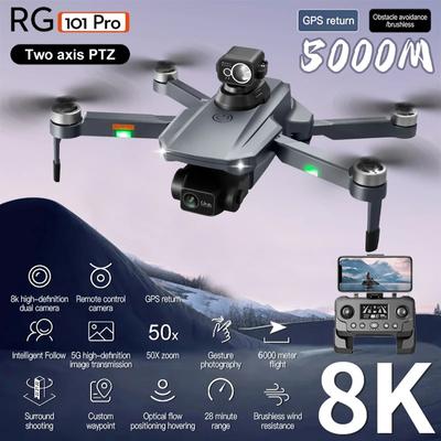 RG101 PRO UAV 8K Zweiachsiges Gimbal HD Doppelkamera Laser-Hindernisvermeidung Bürstenloser Motor GPS 5G WIFI FPV Quadcopter Spielzeug 5000m