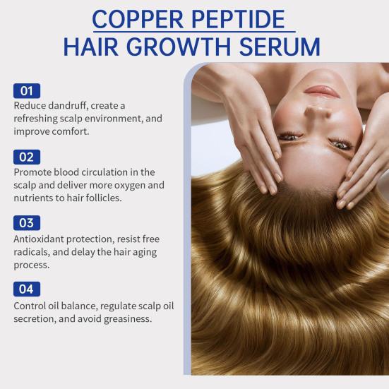 30ML Copper Peptide Hair Growth Serum Men Women Hydrating Smoothing Reduce Hair Loss Dry Damaged Split Hair Repair Essential Oil