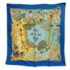 Hermes African Animal Pattern Silk Calle 90 Scarf Blue Silk Used