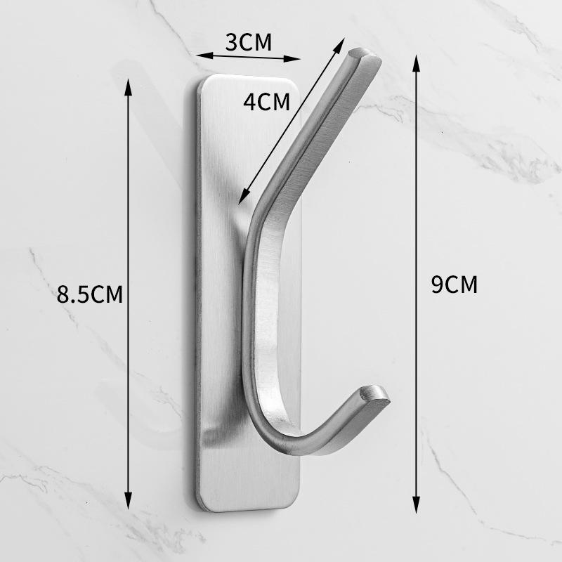 Traceless 304 Stainless Steel Adhesive Hook for Bathroom & Kitchen