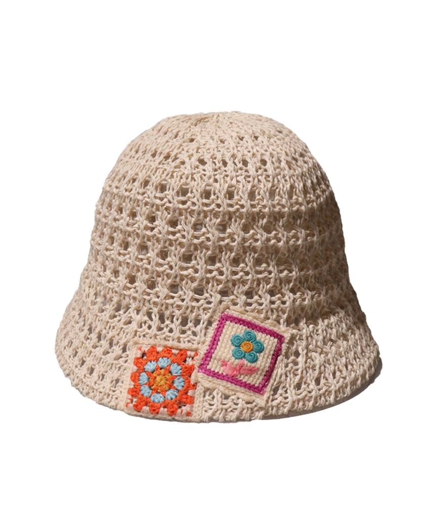 Elkebeullum Flower Net Ivory Bucket Hat