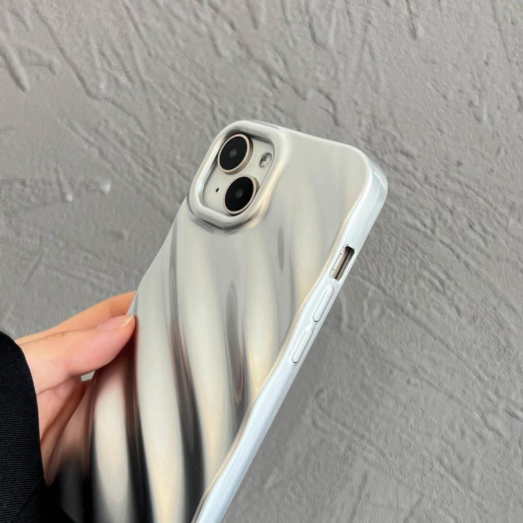 Silbernes Wellen-Handyhülle geeignet für iPhone 11, iPhone 12, iPhone 13