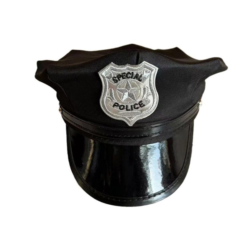 Embroidered Polices Styles Hat Comfortable Durability Hat Stylish Octagonal Hat for Cosplay Enthusiasts
