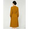 Waist cinching temperament long sleeved mid length skirt