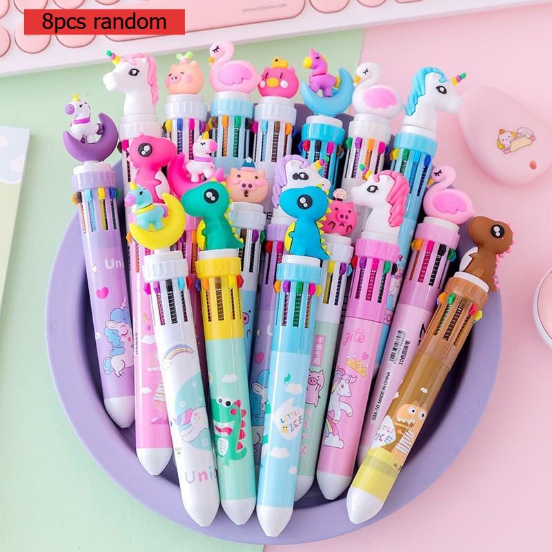 Office School Supplies Creative Cartoon Silicone 10-color Ballpoint Pen Cute Press Ballpoint Student Gift Kawai Stationery
