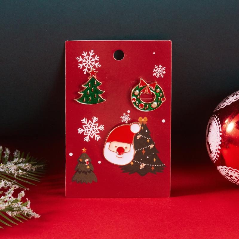 3Pcs/Set  Christmas Brooch For Women Men Cute Santa Claus Bell Elk Snowflake Snowman Enamel Pins Party Jewelry Gift