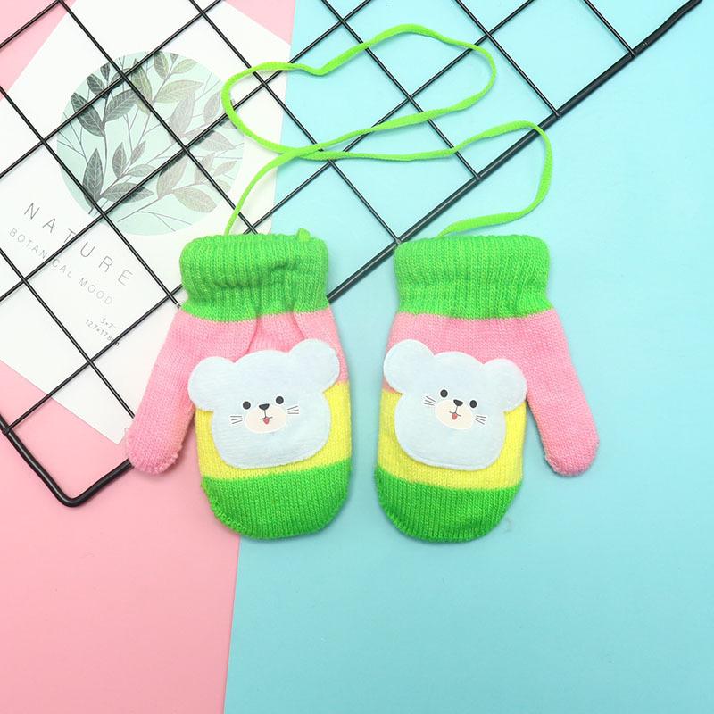 Nye søte tegneseriekattehansker Vinter tykk strikket Baby Barn Nyfødte votter Barn Holder Finger Varme Hansker for Baby 0-4 år gammel