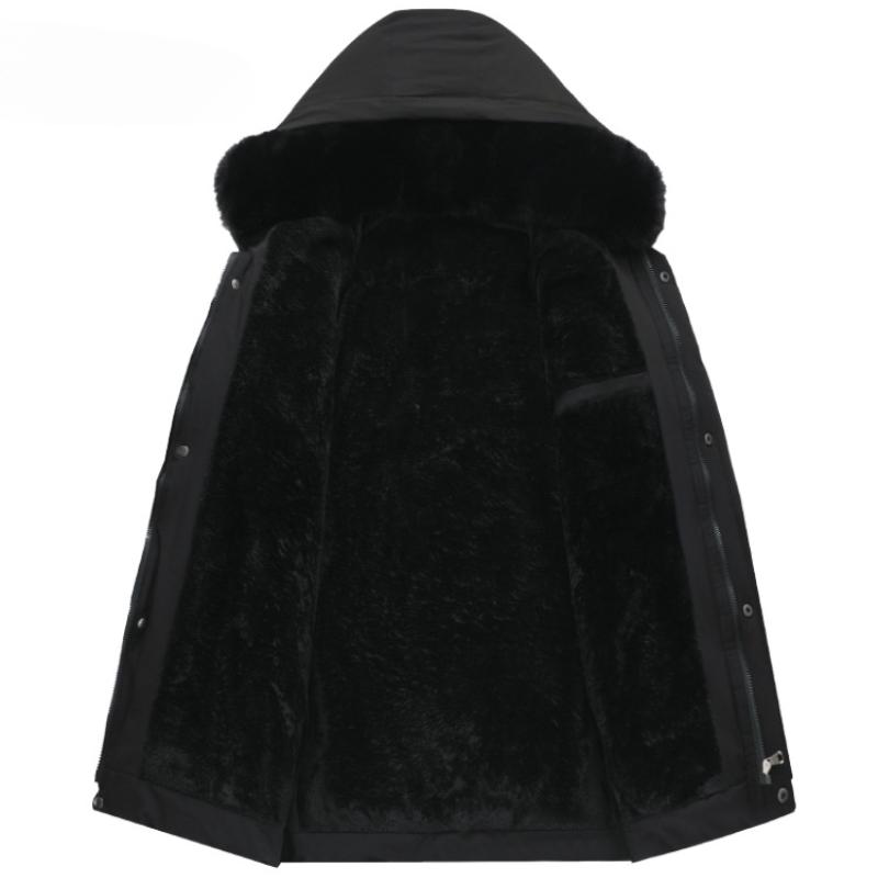 Dicke Pufferjacke mit Kapuze für Herren im Winter, lässige, sportliche Windjacke, einfarbig mit Taschen