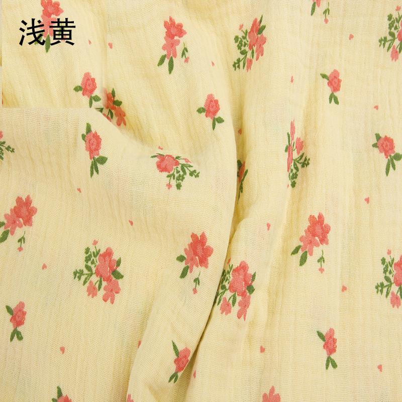 135x100cm Small Floral Double Gauze Cotton Sewing Texture Crepe Fabric, Making Home Wear Pajamas Cloth